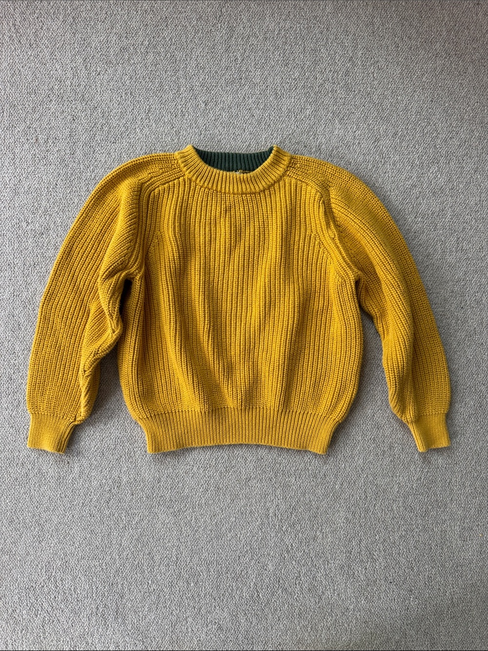 Molo Men's Mustard Yellow Ribbed Crewneck Sweater